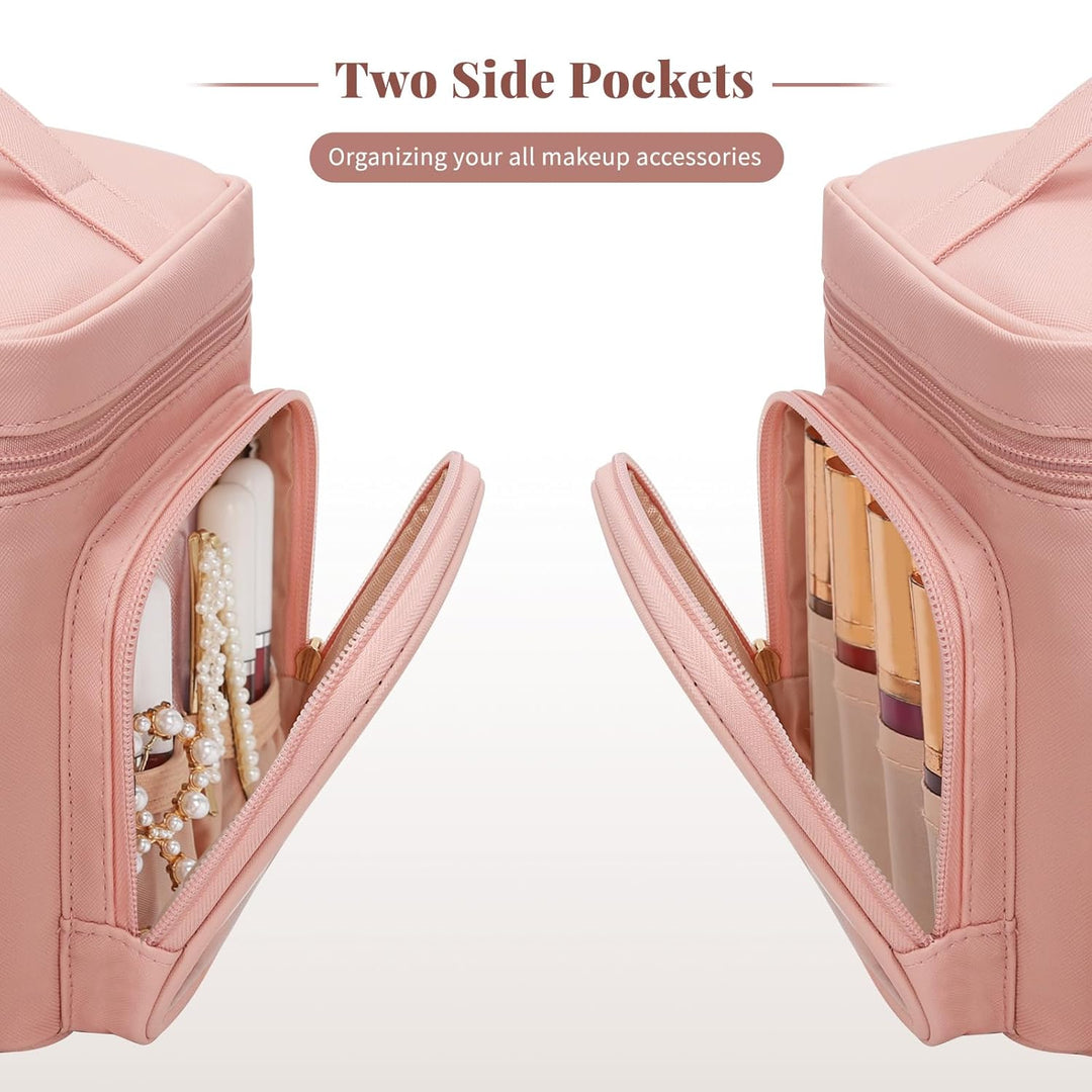 Kosmetiktasche Gross, Reise Make Up Tasche Damen Schminktasche mit Pinselhalter Fach, Portable Makeu