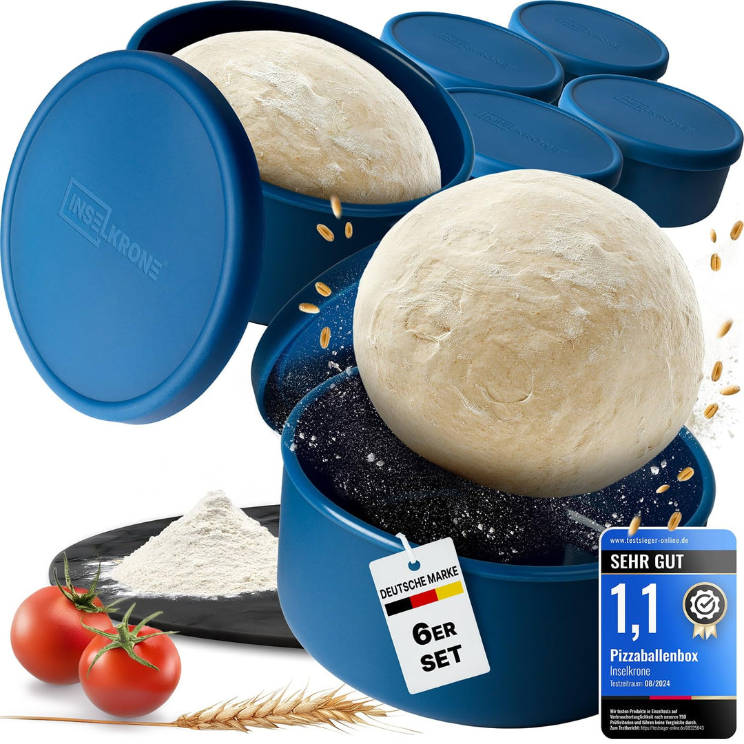 Pizzaballenbox mit Deckel 6er Set - Perfekt als Pizzabox, Gärbox & Teigbox - bis zu 350g Pizzateig B