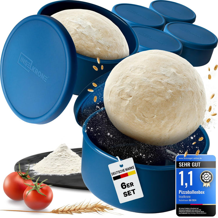 Pizzaballenbox mit Deckel 6er Set - Perfekt als Pizzabox, Gärbox & Teigbox - bis zu 350g Pizzateig B