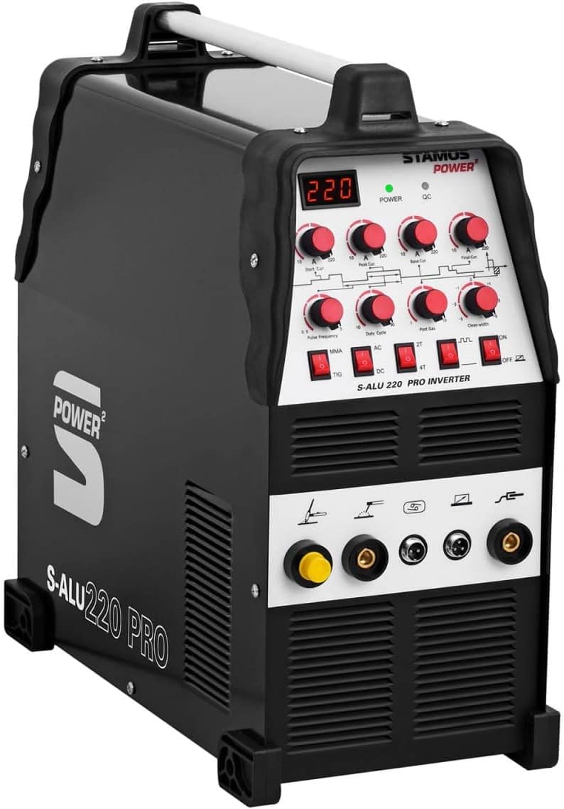 Stamos Welding ALU Schweissgerät WIG AC-DC/MMA E-Hand Inverter S-ALU 220 PRO (220 A / 60% DC, 8 Mete