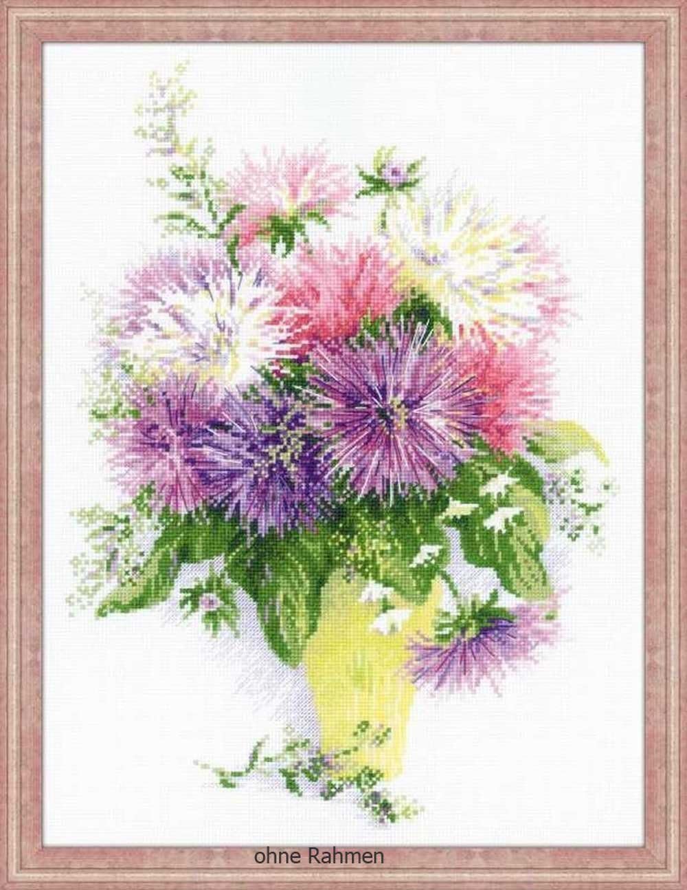 Riolis Kreuzstich-Set Astern, Baumwolle, Mehrfarbig, 30 x 40 x 0.1 cm 30 x 40 x 0.1 cm Mehrfarbig, 3