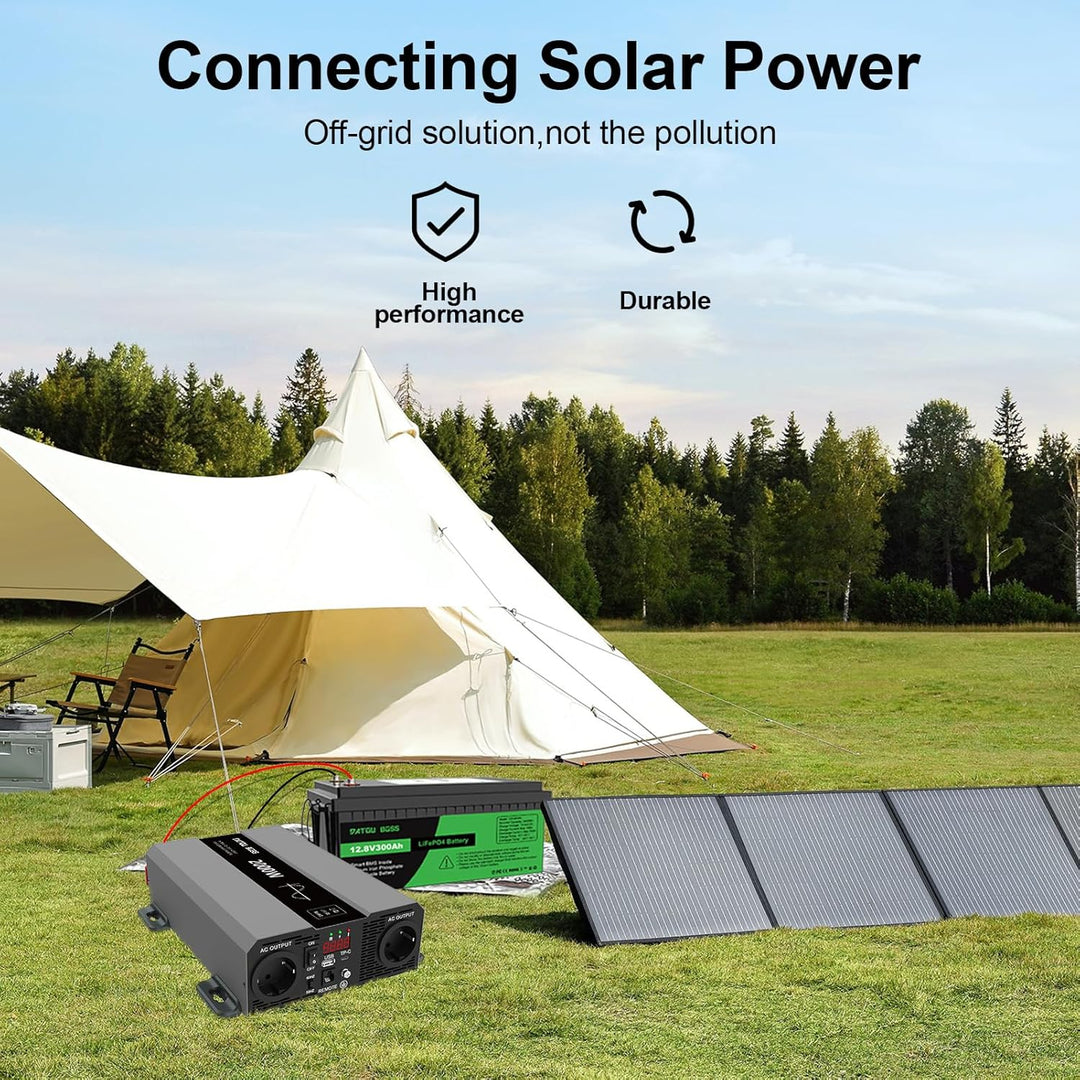DATOUBOSS Wechselrichter 12v auf 230v Reiner Sinus 2000w, Spannungswandler 12v 230v 2000w mit AC Ste