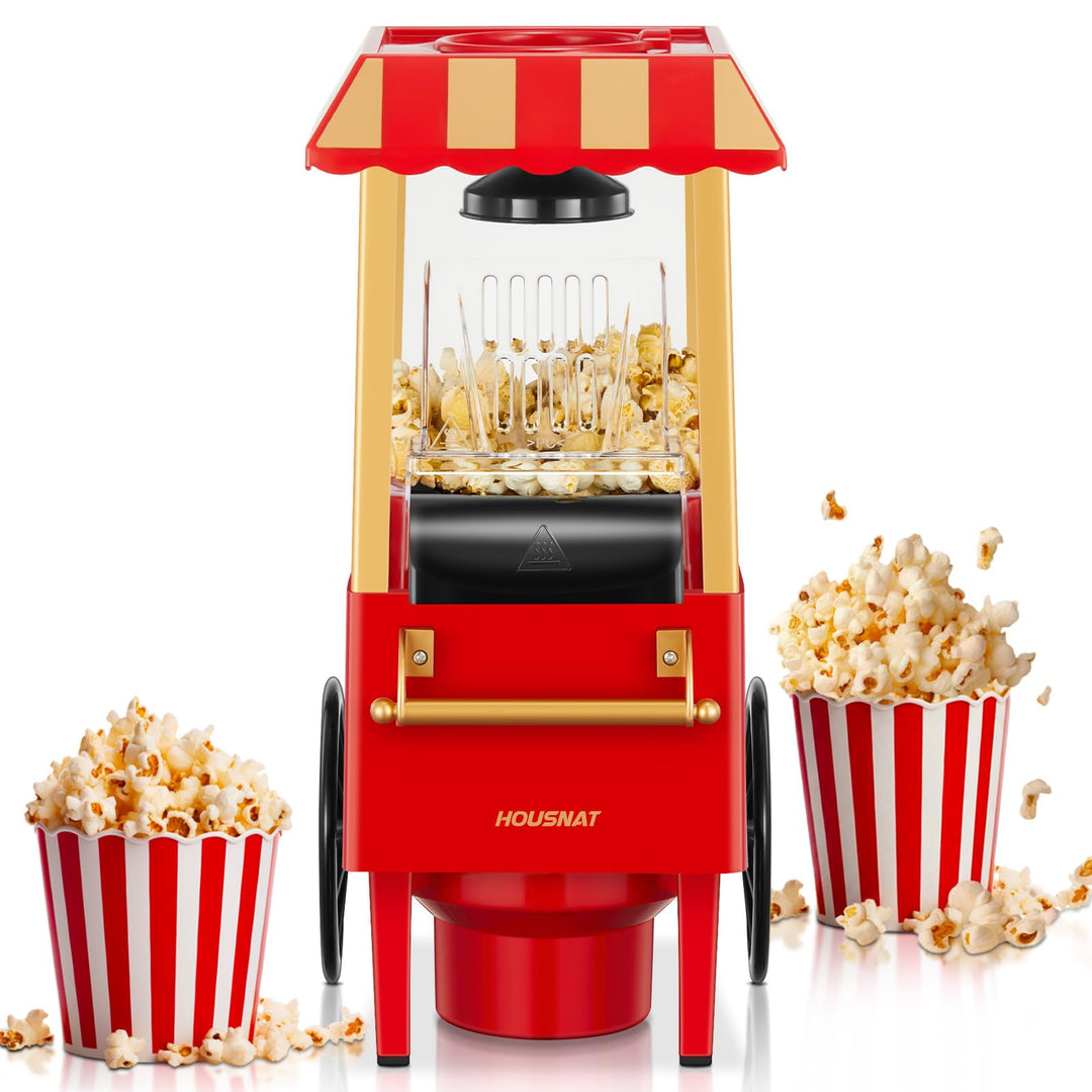 3,5L Popcornmaschine, HOUSNAT 1200W Heissluft Popcorn Maschine, Fettarme Ölfreie Popcorn Snack, Popc
