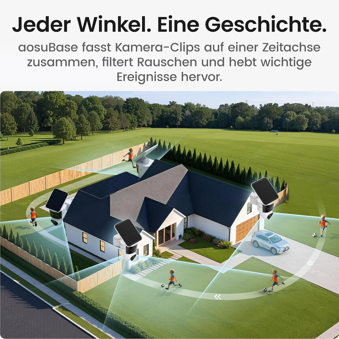 aosu T2 Pro Überwachungskamera Aussen Solar, 2er-Kit Überwachungskamera Aussen, 3k Dual-Kamera, 170°