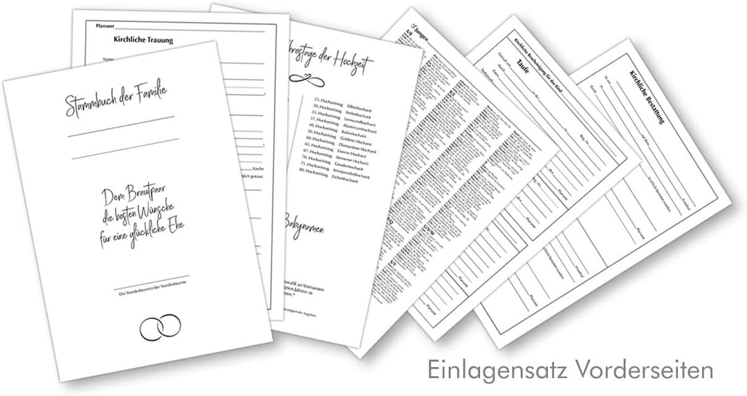 A4 Stammbuch Rina helles Grau Stammbuch der Familie Hochzeit Standesamt incl. 11 Prospekthüllen