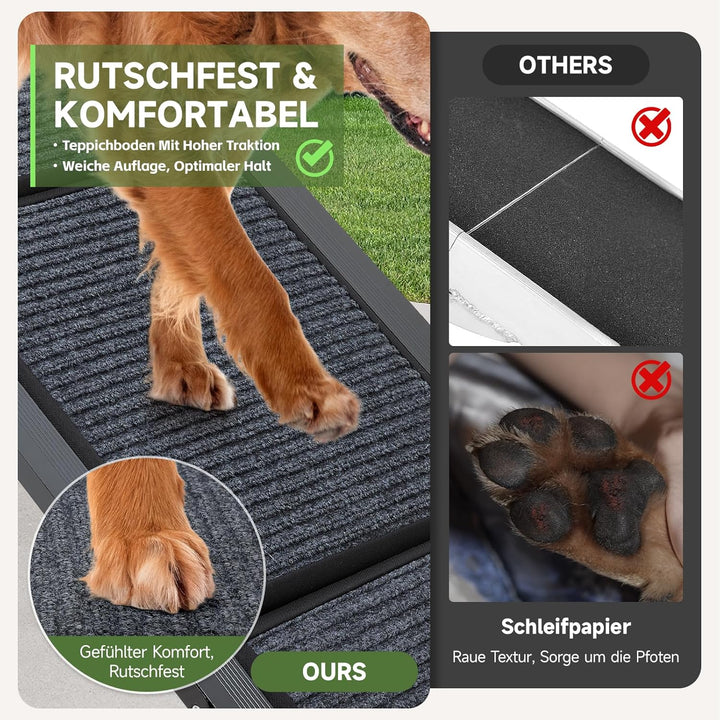 Grosse Hunderampe Auto Klappbar 160CM, Hundetreppe Mit Rutschfester Teppichoberfläche Für Grosse, Mi