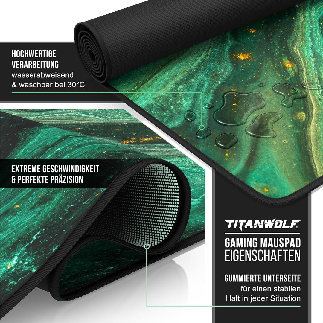Titanwolf - XXXL Übergrösse Mauspad 1200x600mm, Gaming Mousepad Gross 120x60 cm Tischunterlage Large