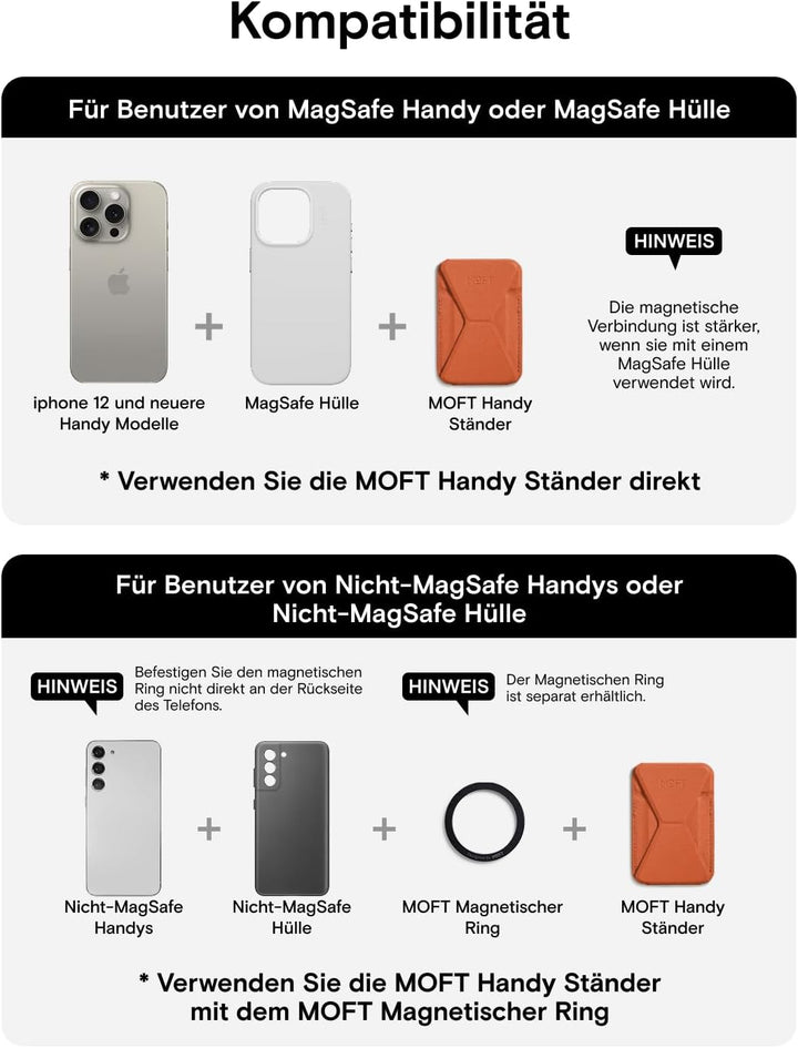 MOFT Magnetischer Handy Wallet Ständer, Veganem Leder Kartenhalter Stand Kompatibel mit Magsafe iPho