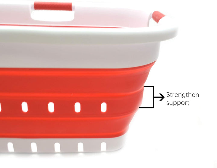 SAMMART 41L Collapsible 3 Handled Plastic Laundry Basket - Foldable Pop Up Storage Basket/Organizer