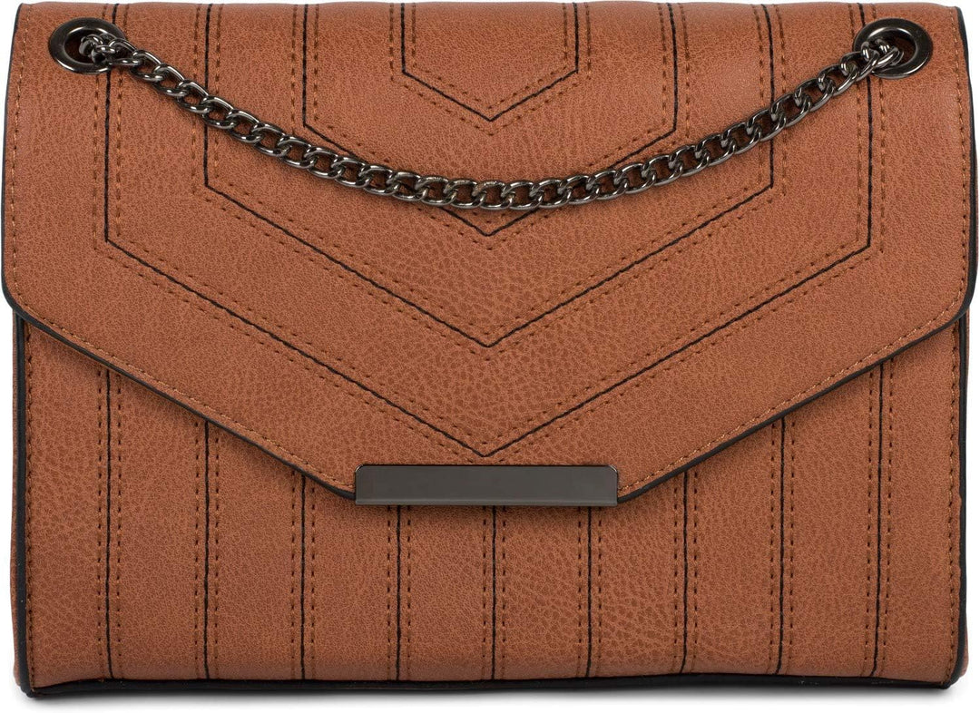styleBREAKER Damen Umhängetasche mit Ziernähten und Kette, Schultertasche, Handtasche, Tasche 020123