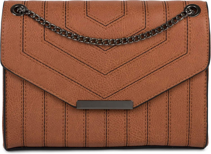 styleBREAKER Damen Umhängetasche mit Ziernähten und Kette, Schultertasche, Handtasche, Tasche 020123