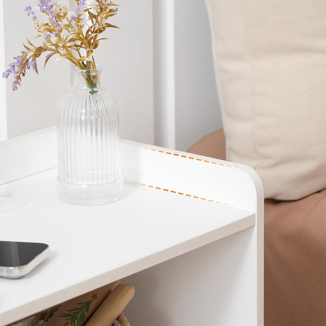 HOOBRO Nachttisch mit LED Streifen, Nachttisch mit Ladestation, Beistelltisch mit 2 Schubladen, Sofa
