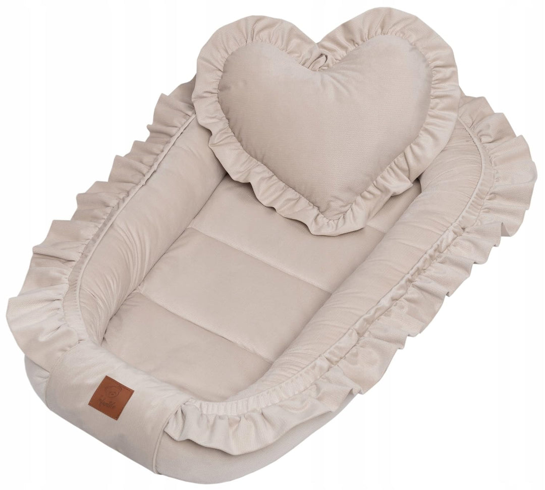 Capability- Babynest Neugeborene| Babykokon aus Baumwolle mit Rüschen| 90x60 cm| Samt| Bilateral Bet