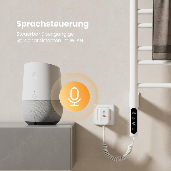 EMKE Handtuchheizkörper Elektrisch 78 x 43 cm, WiFi Smart Thermostat elektrischer Badheizkörper, 180
