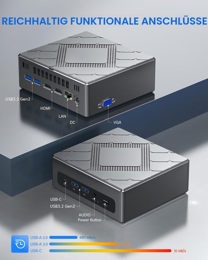 NiPoGi CK10 Mini-PC W11 Pro Intel Core i5 12450H (4,4 GHz, 12 C/12T, 12 MB Cache) Desktop-PC 32GB RA