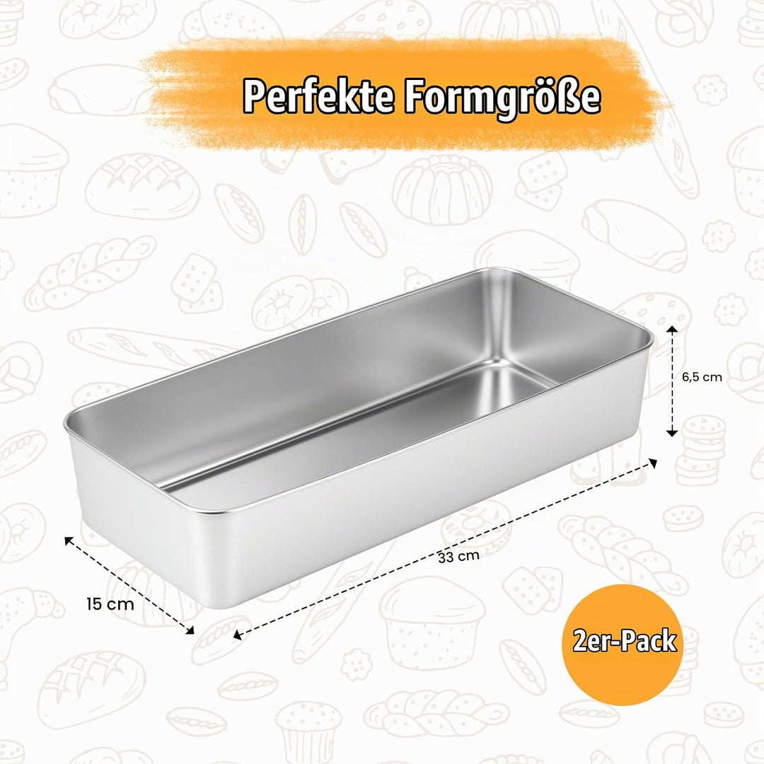 VINATO 2 Stücke Backblech,Edelstahl Backblech Klein Ofenblech,Rechteckig Edelstahlbackbleche für Las