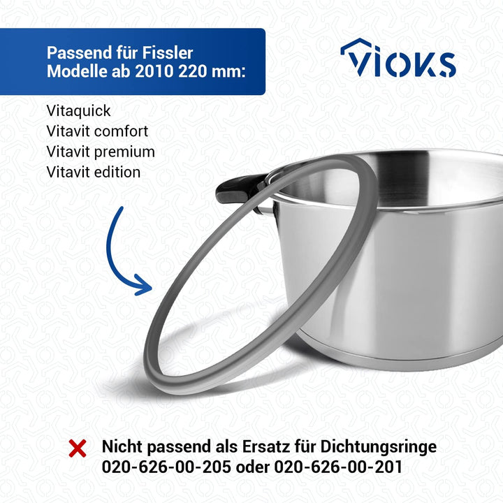 VIOKS Dichtung Schnellkochtopf Ersatz für 600-000-22-795/0 Fissler Schnellkochtopf Dichtungsring für