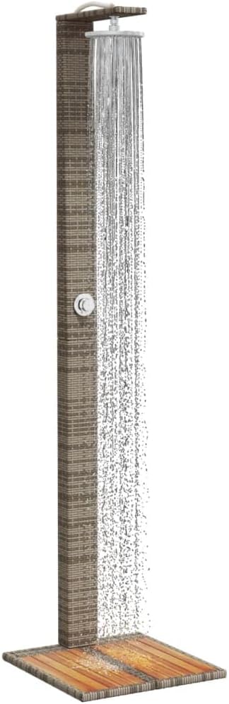 Gartendusche mit Lattenboden Drehbarer Duschstrahl Grau 50x55x224 cm Poly Rattan und Akazienholz Gra