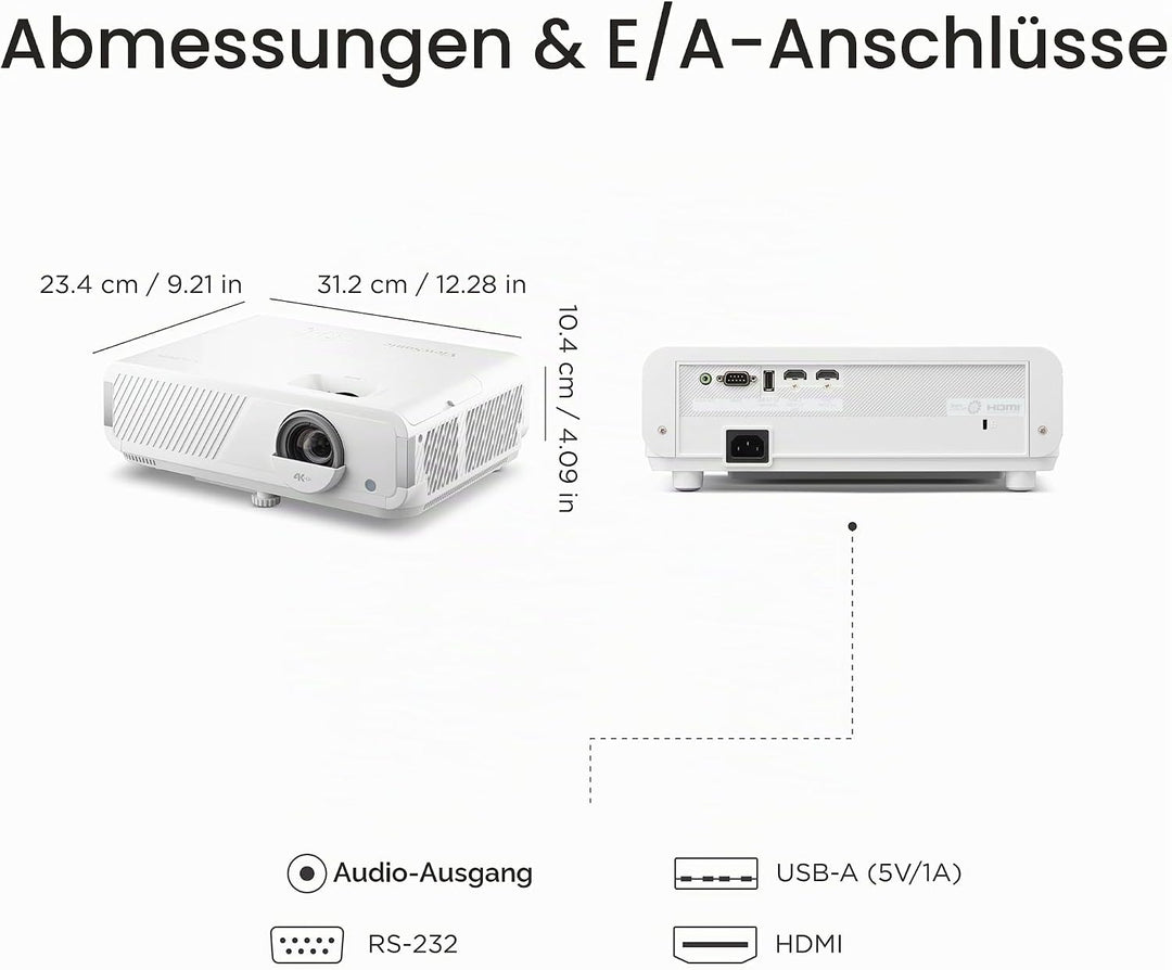 ViewSonic LX750-4K Echter 4K Beamer mit Integriertem Google TV, 4000 ANSI Lumen, HDR &amp; HLG, 1.3X Opt