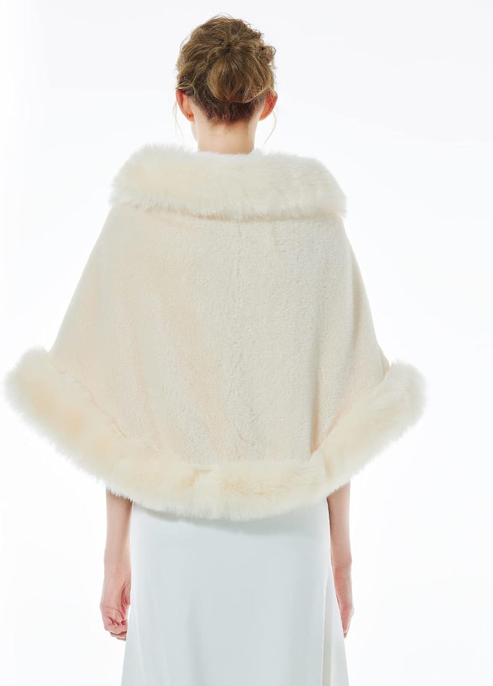 BEAUTELICATE Kunstpelz Schal Stola Bolero Damen Für Frauen Hochzeit Abend Braut Brautschal Brautstol