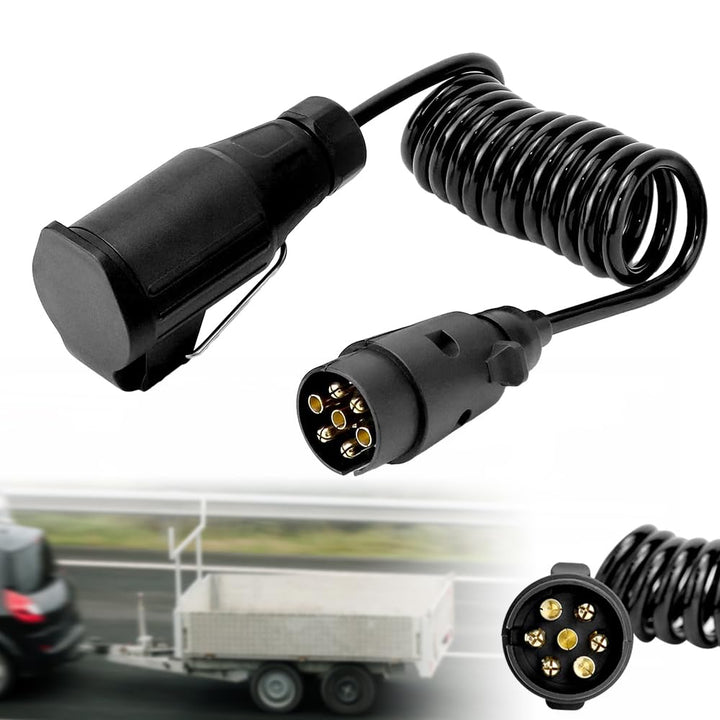 2M Anhänger Verlängerungskabel, 7 Polig auf 7 Polig Anhängerkabel Spiralkabel Adapter Stecker Anhäng