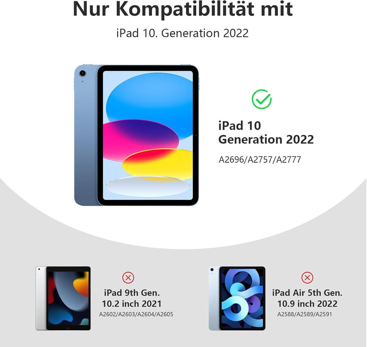 Hülle mit Tastatur für iPad 11 Generation A16/10 Generation (11/10.9 Zoll, 2025/2022), 7-farbige Bel
