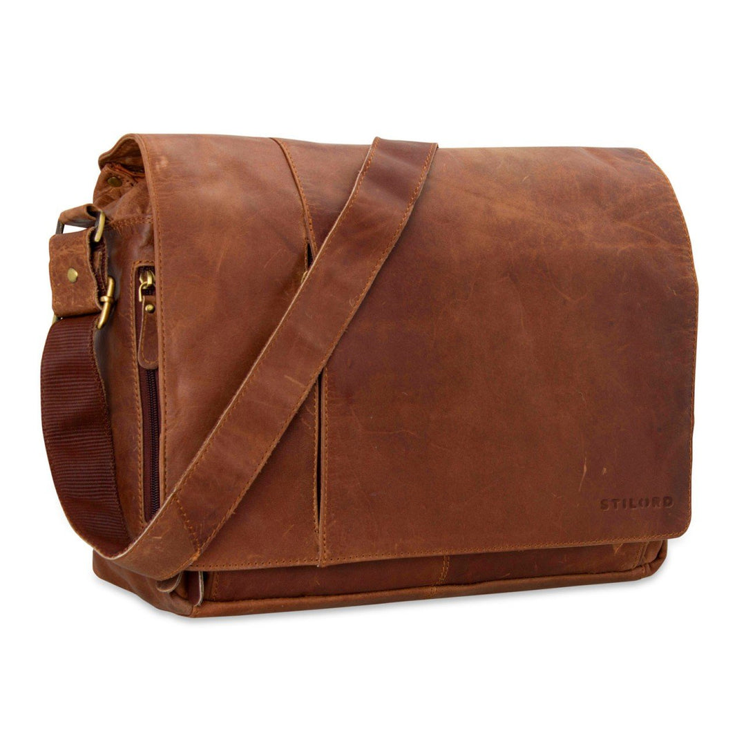 STILORD Vintage Umhängetasche Leder gross für Herren Damen 15.6 Zoll Laptoptasche Unitasche Bürotasc