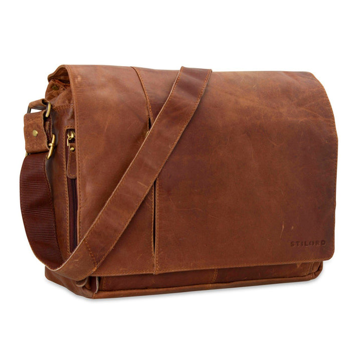 STILORD Vintage Umhängetasche Leder gross für Herren Damen 15.6 Zoll Laptoptasche Unitasche Bürotasc