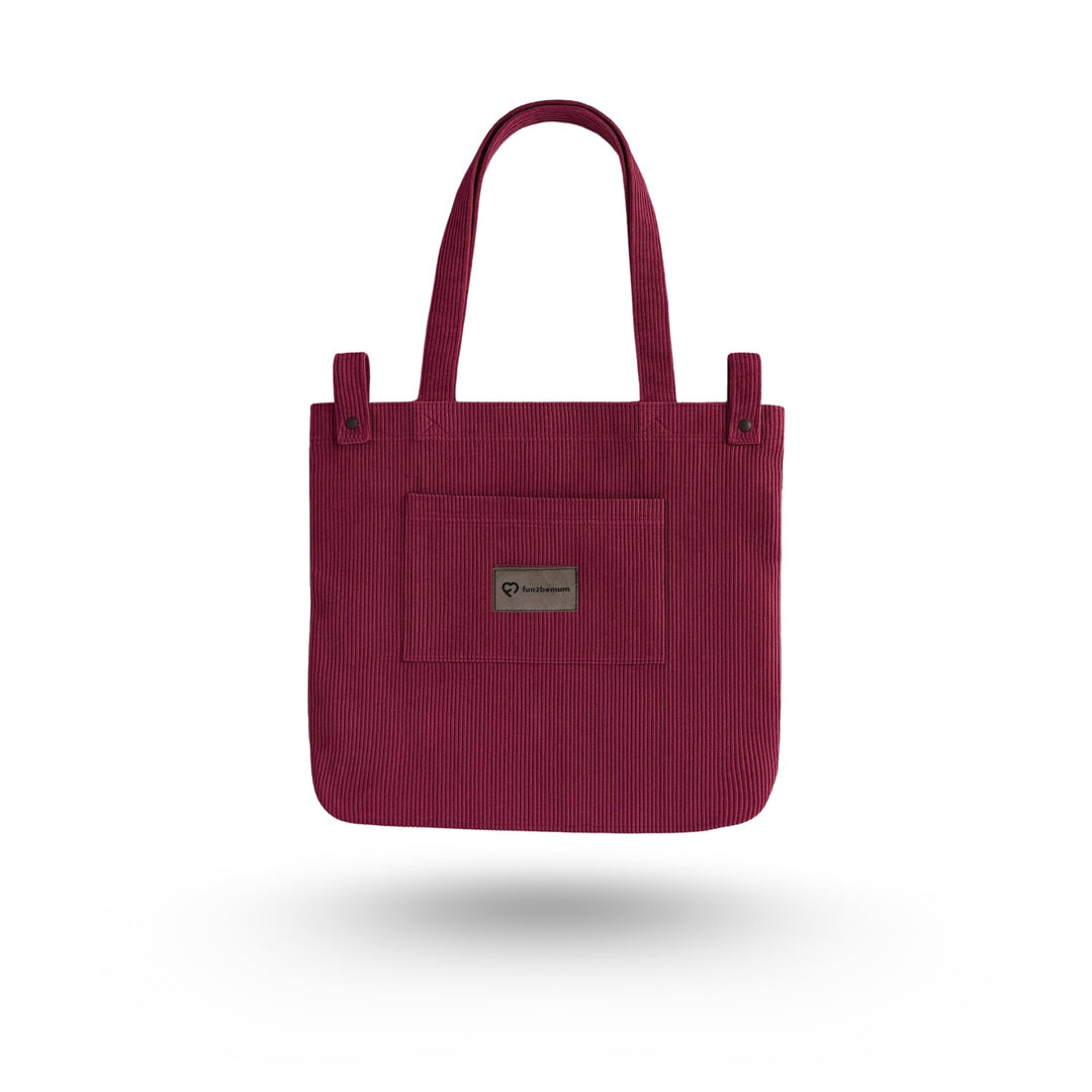 fun2bemum Cord-Mommy Bag - Stilvolle & Praktische Umhängetasche für Mütter mit Kinderwagen-Clips & T
