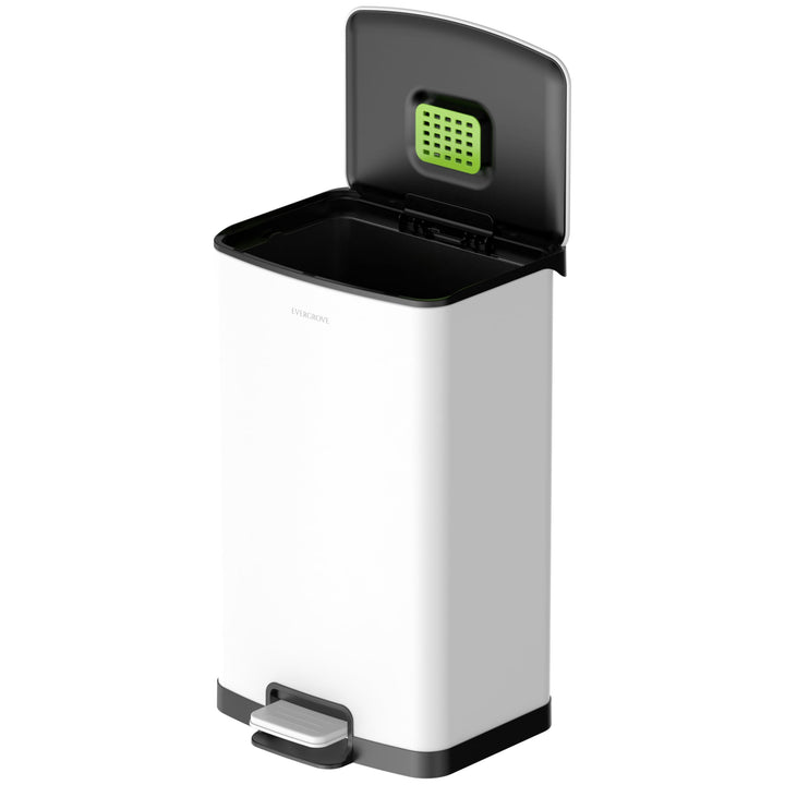 EverGrove Recycling 50L Edelstahl-Mülleimer mit Fusspedal (Weiss), Weiss