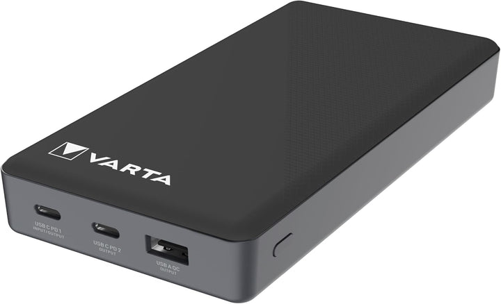 VARTA Power Bank 20000mAh, Powerbank Power on Demand mit 4 Anschlüssen (1x Micro USB, 2x USB A, 1x U