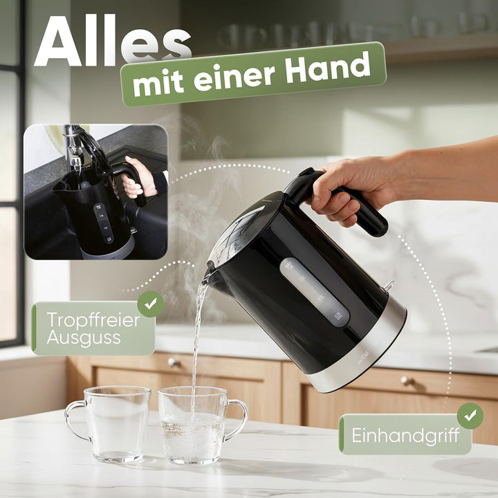 Clatronic® Wasserkocher 1,8L | 2200W für schnelles Erhitzen | BPA frei | Einhandbedienung | Wasserst