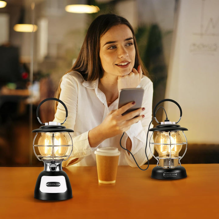 Therlan campinglampe, Retro Camping Laterne, (320LM, IP44, 5000mAh, bis zu 180h) 3 Helligkeiten Leuc