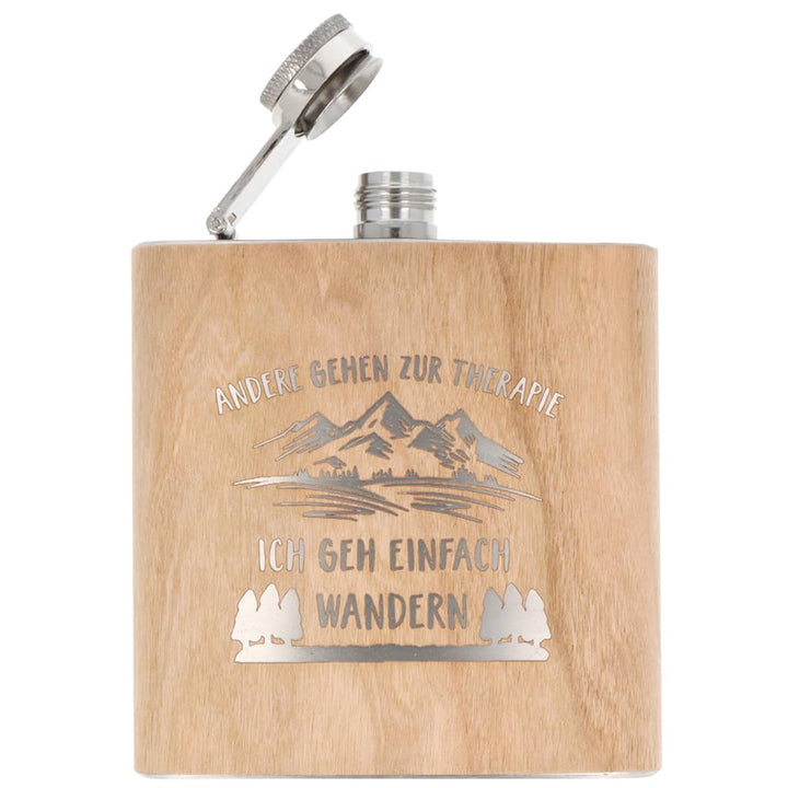Spruchreif | Flachmann aus Edelstahl mit Gravur | Flachmann aus Holz | Geschenk für Wanderer und Ber