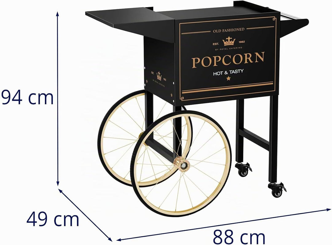 Royal Catering RCPT-BGWG-1 Popcornwagen Wagen für Popcornmaschine Popcorntrolley 2 Bremsen schwarz &amp;