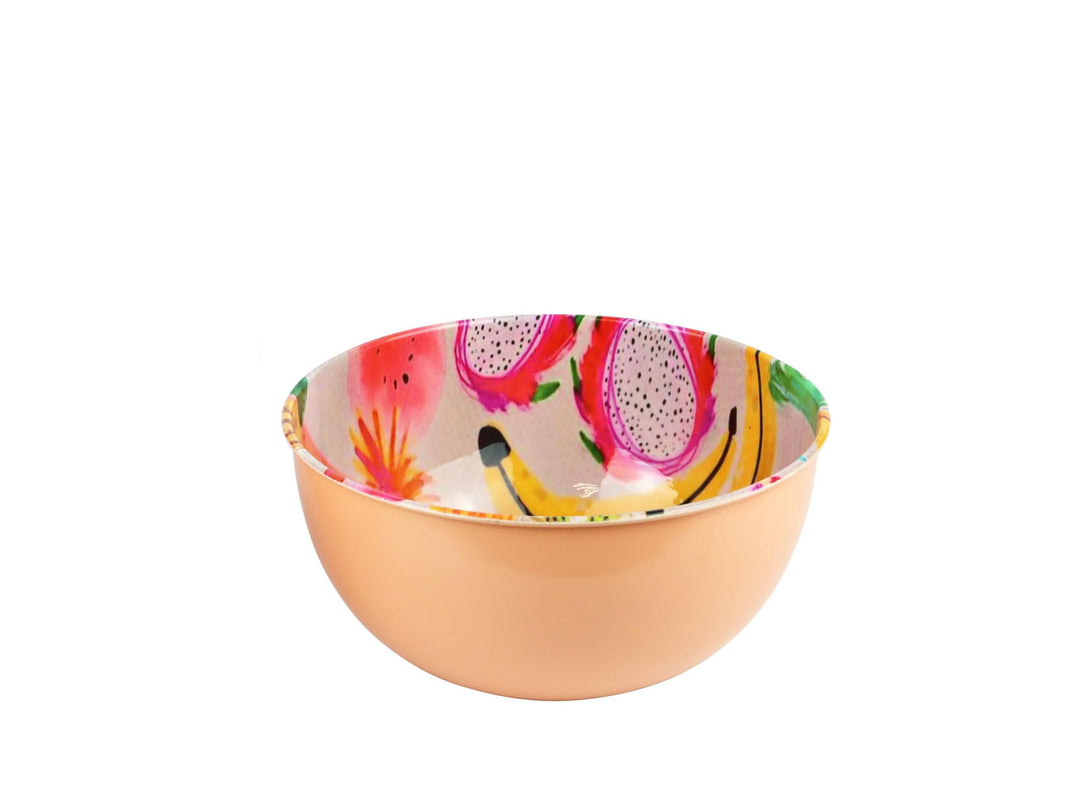 Generisch Obstschale Emaille Metall Schale in 21 cm oder 26 cm Durchmesser bunt mit Fruchtdeko Tisch