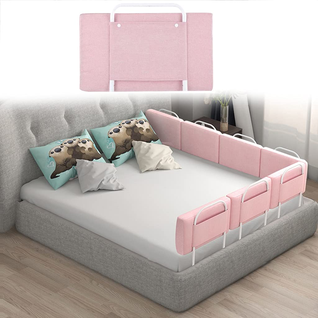 Bettgitter für Kinder, 50cm Rosa Rausfallschutz Bett, 5-Stufen Höhenverstellbar, für Kinderbetten, E