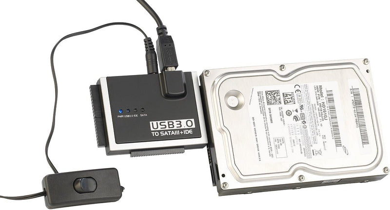 Xystec Festplatten Lesegerät: Universal-Festplatten-Adapter für IDE/SATA auf USB 3.0, inkl. Netzteil