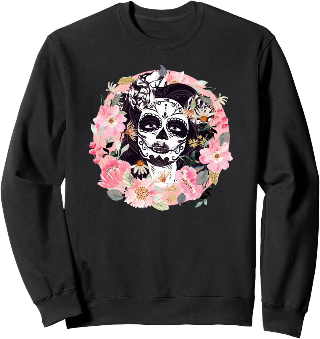 Floral Sugar Skull Catrina Girl Costume Dia de los Muertos Sweatshirt