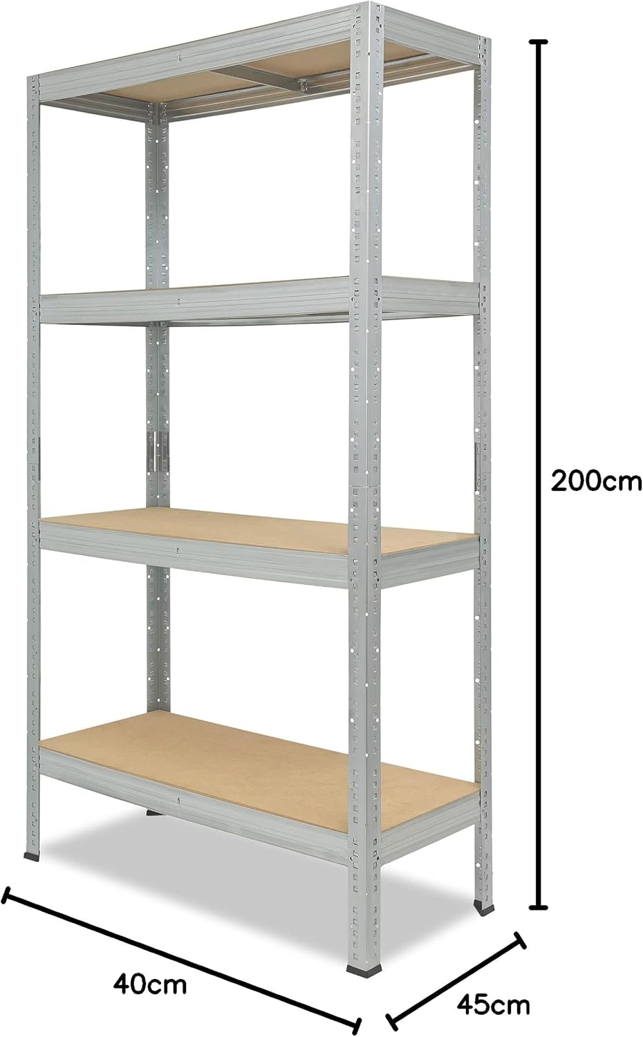 shelfplaza® 200x40x45cm Profi Schwerlastregal verzinkt/Metallregal mit 4 Böden à 200kg Tragkraft/Kel