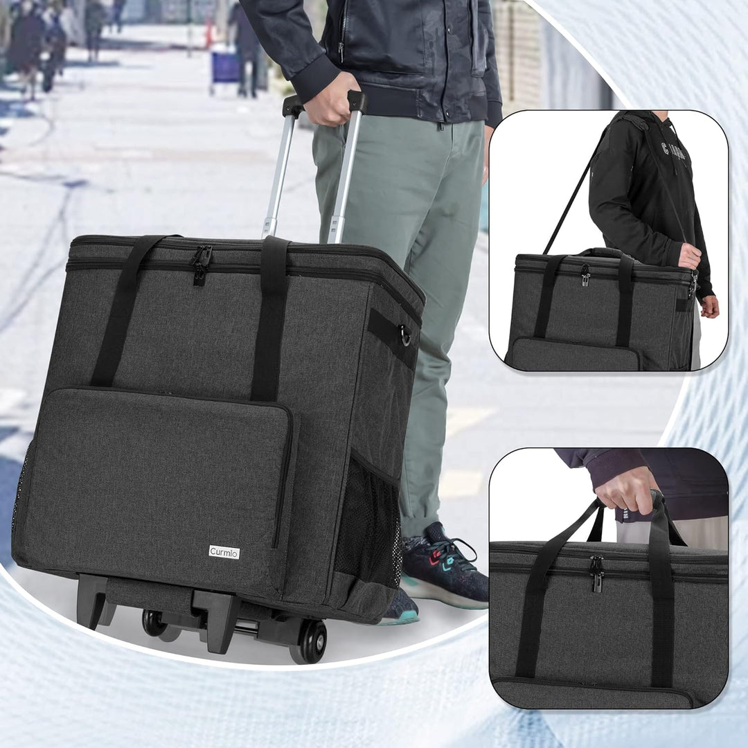 CURMIO Reisetasche für Desktop PC, PC Gehäuse Tasche mit Abnehmbarem Trolley, Desktop-Computer-Trage