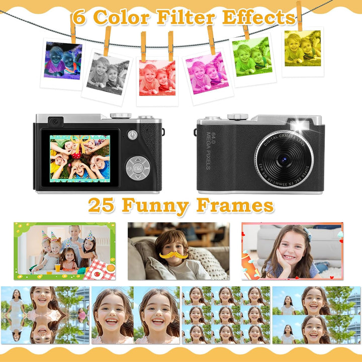 AKOFIC Kinderkamera, 2,4 Zoll 1080P HD Bildschirm Kamera Kinder mit 32GB Karte, Selfie Digitalkamera
