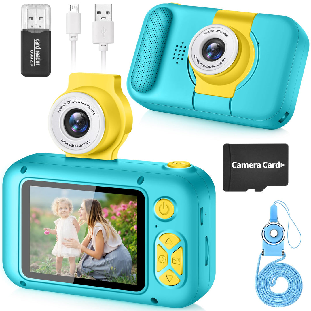 ARNSSIEN Digitalkamera für Kinder Kamera,2,4" IPS Kinderkamera mit 180°Flip | 1080P videokamera &amp; Se