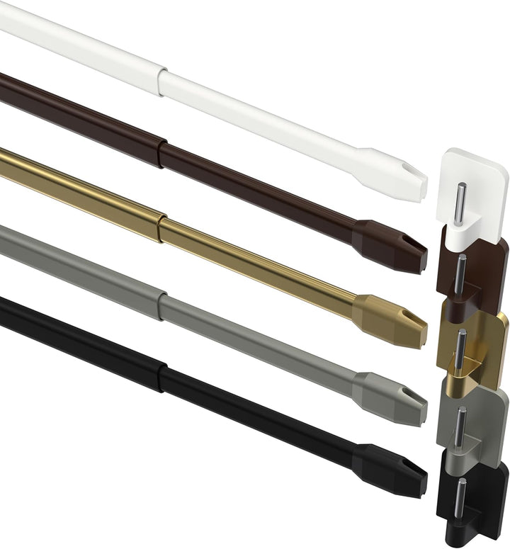 Interdeco Vitragestangen mit Klebehaken/Scheibenstangen Braun (2 Stück), ausziehbar 80-140 cm, 80-14