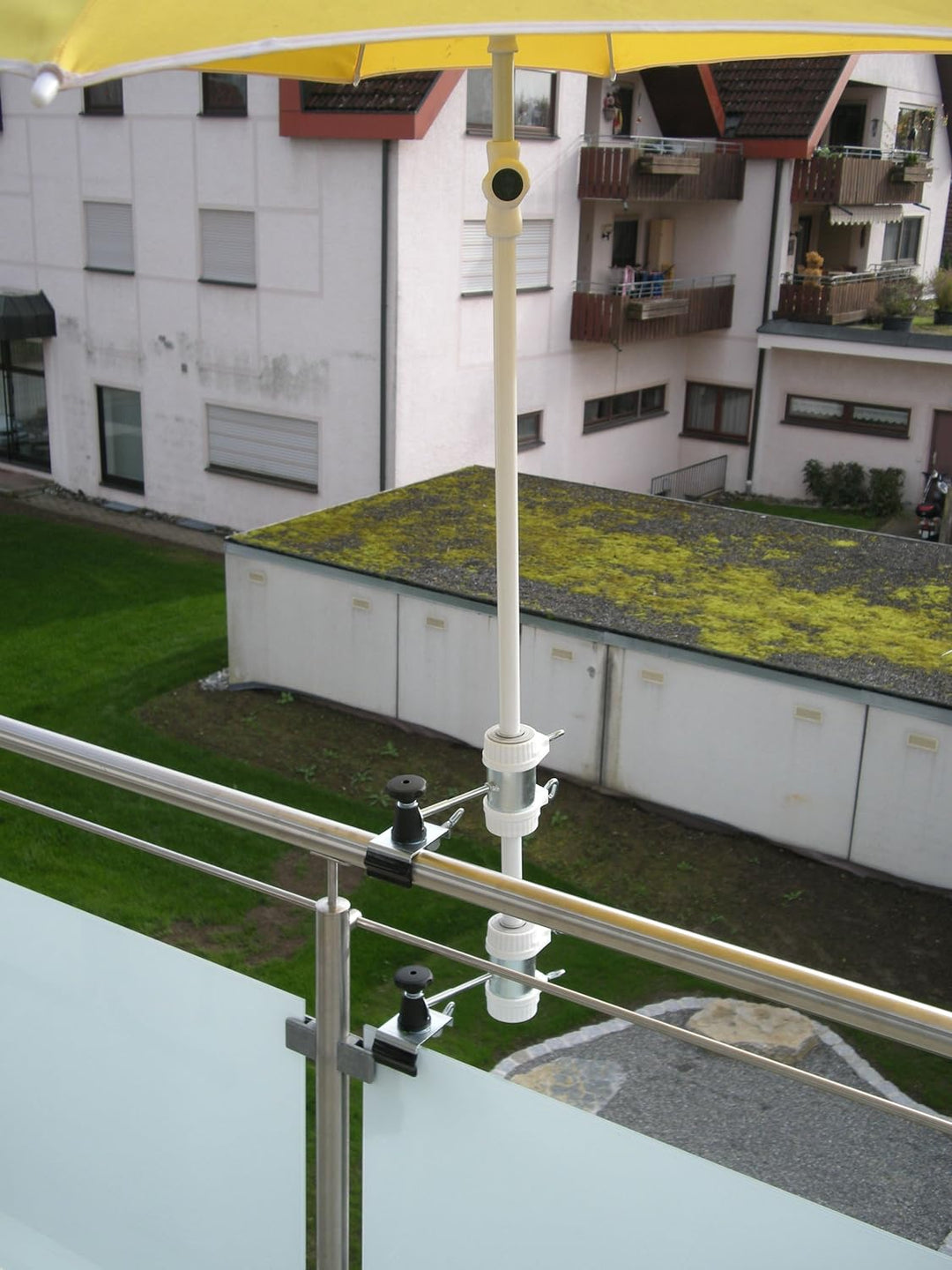 2 X - SONNENSCHIRMHALTER für BALKONGELÄNDER 25,5 mm bis 55 mm Ø für Aussen oder Innen Befestigung mi