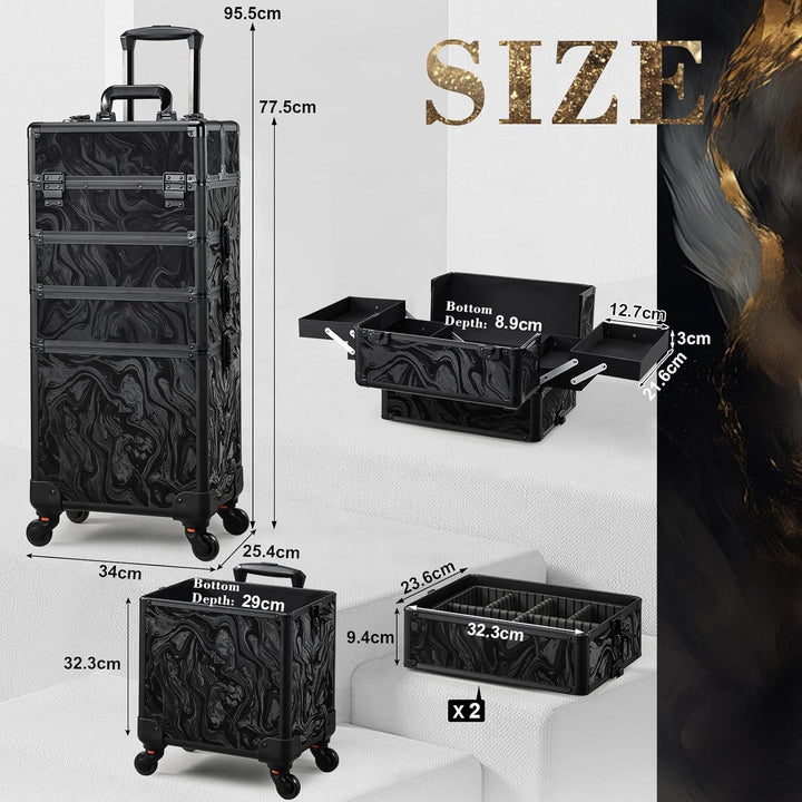 Kosmetikkoffer Trolley 4-in-1 Kosmetikkoffer Gross Kosmetik Trolley Make up Koffer Schminkkoffer mit