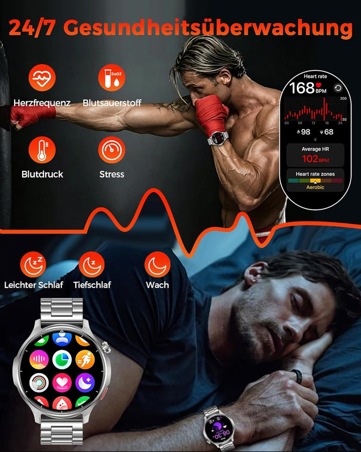 Smartwatch Herren, 1000mAh Akku, 1,52&