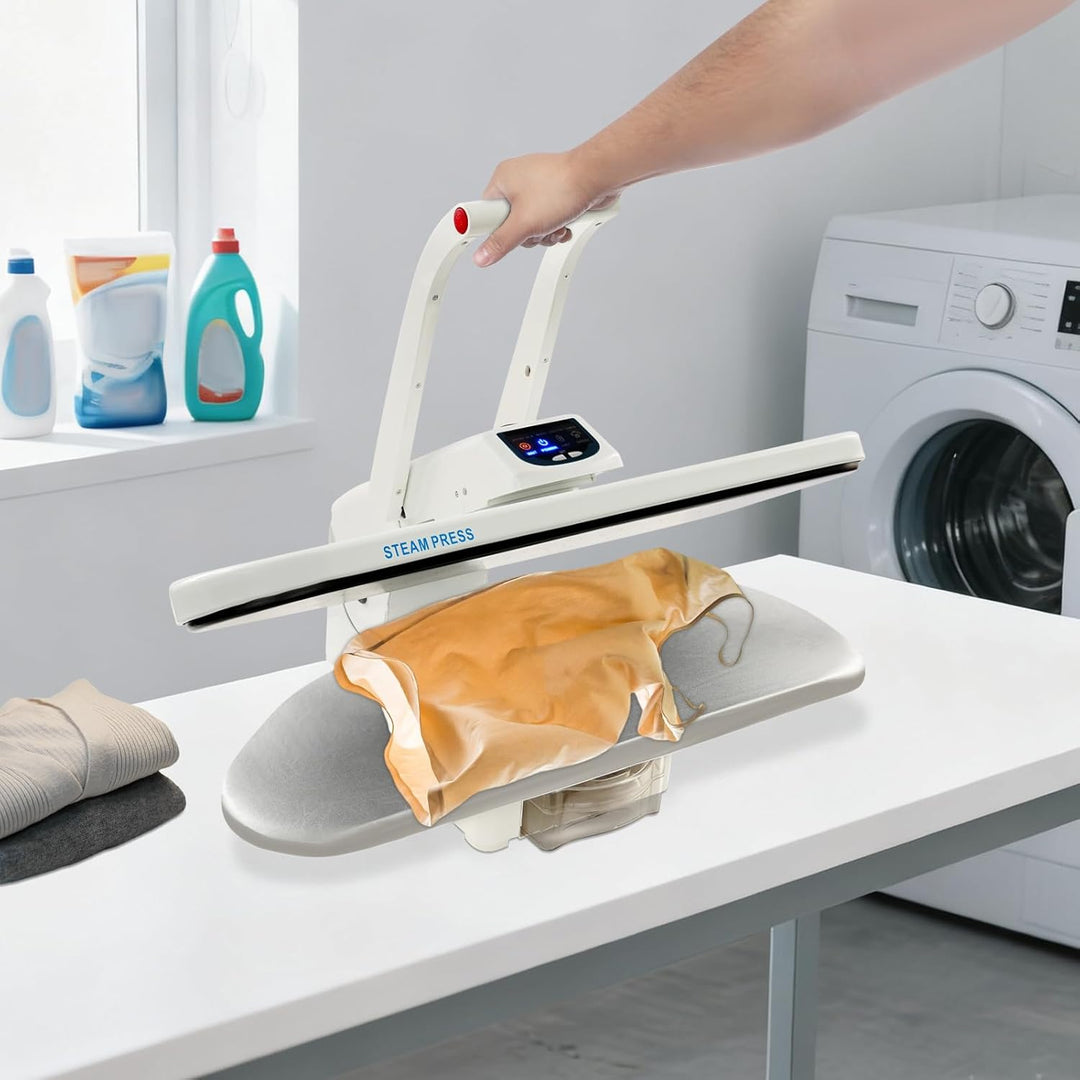 Bügelmaschine 1600W Dampfbügelpresse mit 5 Bügelprogrammen(Nylon, Seide, Wolle, Baumwolle, Leinen),