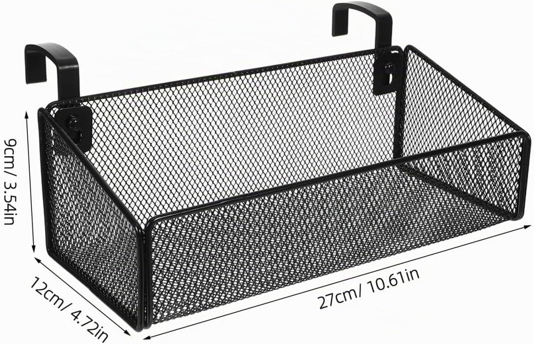 Zerodeko Metall Drahtkorb mit Handyhalterung Hängender Nachttisch Organizer in Schwarz für Büro und