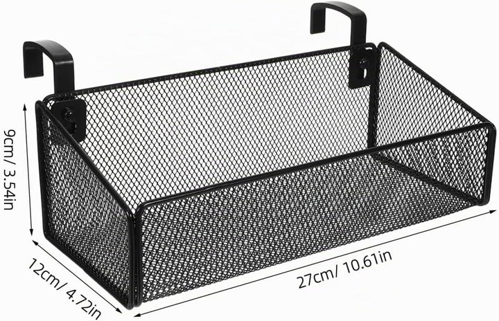 Zerodeko Metall Drahtkorb mit Handyhalterung Hängender Nachttisch Organizer in Schwarz für Büro und